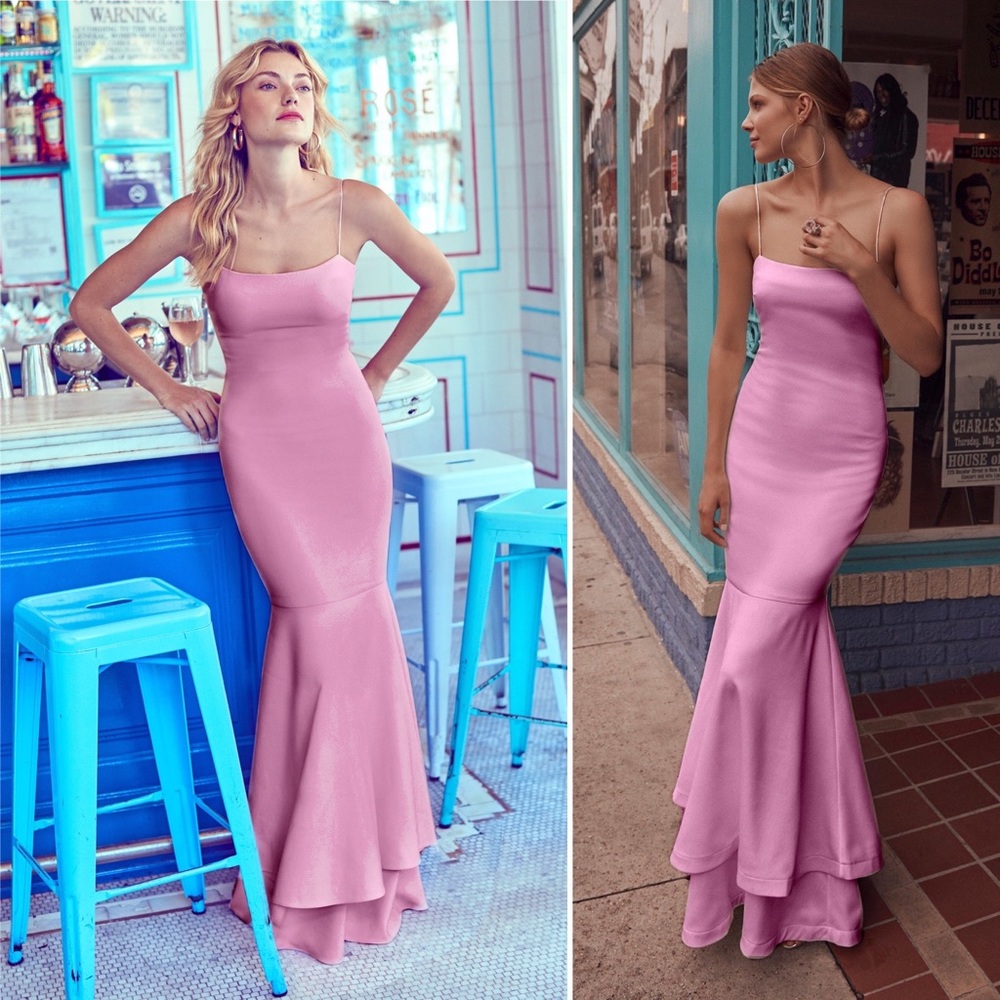 Likely Aurora Barbie Tiered Strap Maxi Gown Dress Radiant Orchid Pink Size 4